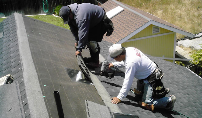 Workers Installing GAF-ELK Timberline Lifetime Shingle